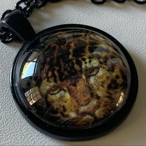 Necklace leopard big cat face